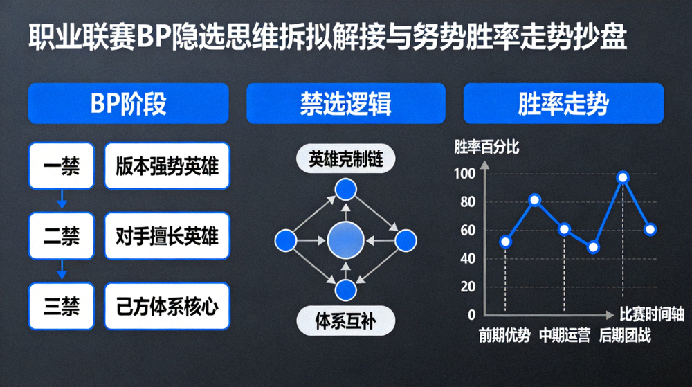职业联赛BP禁选思维拆解与局势胜率走势沙盘画面